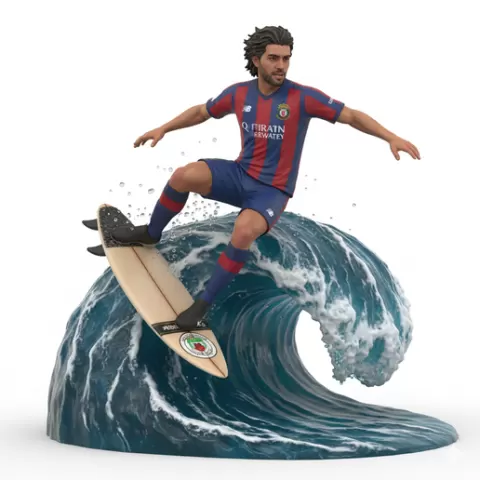 Sofiane Boufal freestyle surfing, football, soccer, player, athlete, sport, surfing, wave, surf, ocean, beach, action, dynamic, pose, figurine, model, stl, printable, collectible, realistic, statue