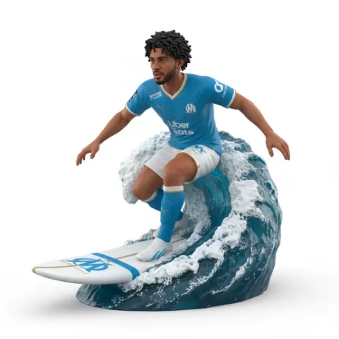 Amine Harit stylish surfing, football, soccer, player, athlete, sport, surfing, wave, surf, ocean, beach, action, dynamic, pose, figurine, model, stl, printable, collectible, realistic, statue