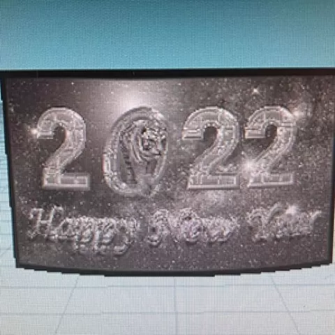 2022 Happy New Year... year of the tiger, arched standing lithophane