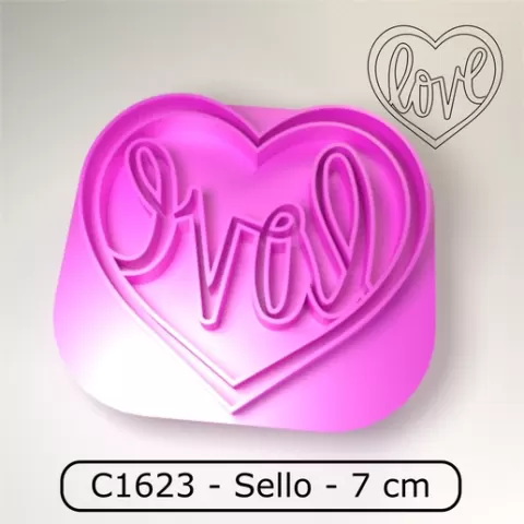 Cookie stamp / Cortante de galletitas sello - "LOVE" in Valentines day heart / "LOVE" en corazon de San Valentin