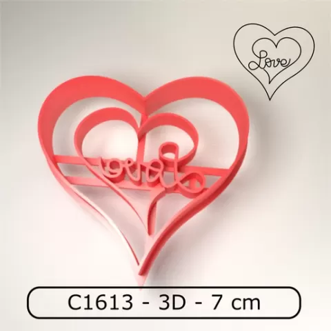 Cookie cutter / Cortante de galletitas - LOVE in heart / LOVE en corazon