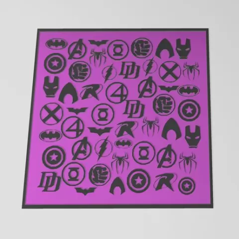 superheroes logo collection wall art