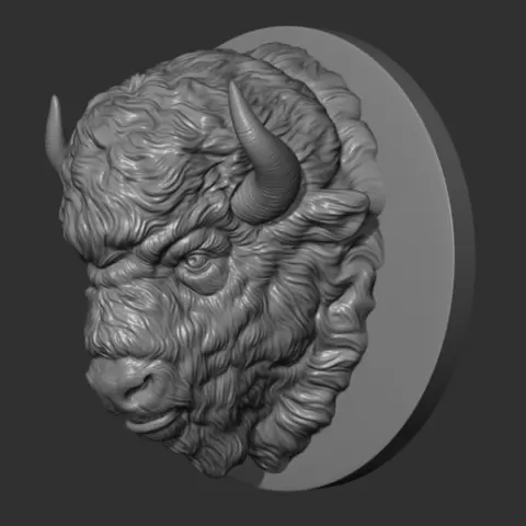 Bison angry head