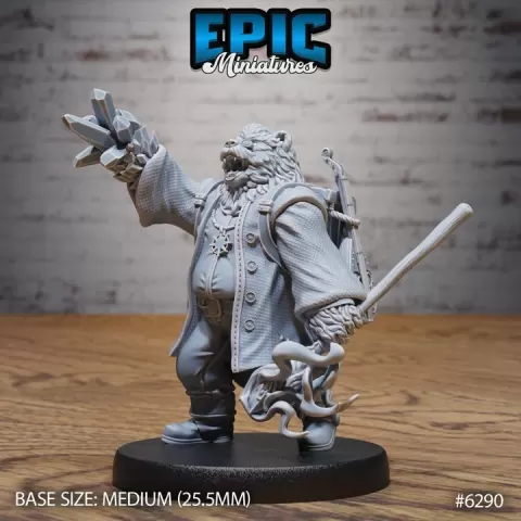 Bear Bard Magic / Wild Animal Warrior / Forest Creature Fighter / Woodland Monster / Humanoid Singer Beast / Musician Encounter by Epic-Miniatures