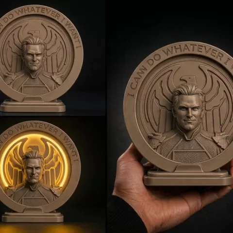 Homelander 3D Relief Lamp - The Boys - I Can Do Whatever I Want - STL for 3D Printing