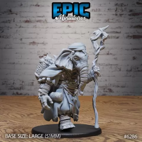 Elephant Folk Druid / Humanoid Safari Warrior / Utopian Animal Fighter / African Tusked Beast / Tribal Creature / Southern Monster / Giant Mammalia Encounter by Epic-Miniatures