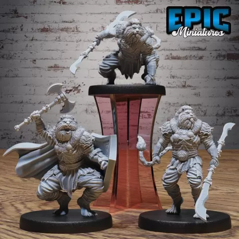 Lion King Fighter Set / Humanoid Cat Folk / Feline Warrior / Mythology Fighter / Animal Tribe / Beast Hero / Southern Creature / Utopian Monster Encounter by Epic-Miniatures