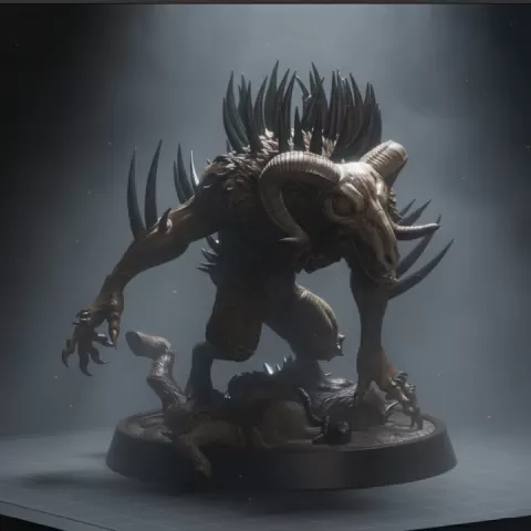 [El Rey de los Chupacabra] 50mm Horned Demon Beast STL | Fantasy Horror Miniature for TTRPG & Display by Secret Forge