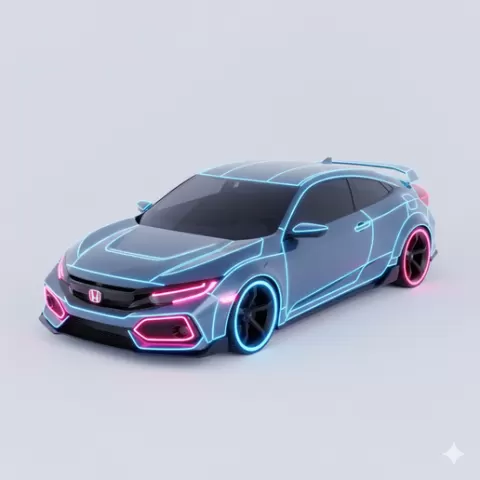 Neon hondaa Civic, car, rc car, bmw, mercedes w140, z4 e85, škoda octavia 3, off road, kart, bumper, handbrake, rally, racing, sim racing, car part, car model, vehicle model, scale car, automotive, electric car, wheel