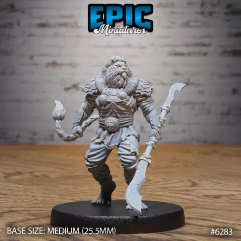 Lion King Fighter / Humanoid Cat Folk / Feline Warrior / Mythology Fighter / Animal Tribe / Beast Hero / Southern Creature / Utopian Monster Encounter by Epic-Miniatures