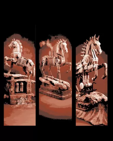 The horse power of the steam engine - combination of wood and power set of bookmarks