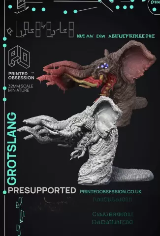 Grotslang - Large Creature - Cryptids of the Darkwood - PRESUPPORTED - Illustrated and Stats - 32mm