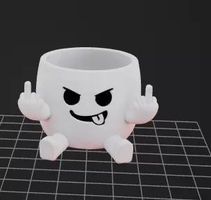 Funny Middle Finger Planter STL, Rude Succulent Pot, Cute Angry Face Plant Pot, 3D Print Planter File, Novelty Gift, Desk Decor STL