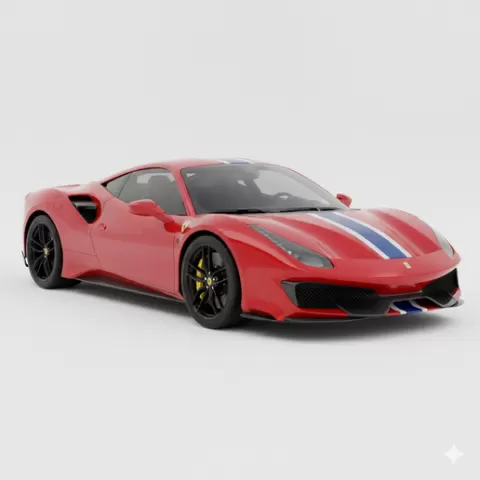Ferrari 488 Pista, car, vehicle, automobile, supercar, sportscar, coupe, sedan, racing, car STL, model car