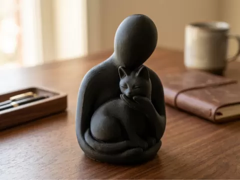 Escultura Minimalista Abraço de Gato