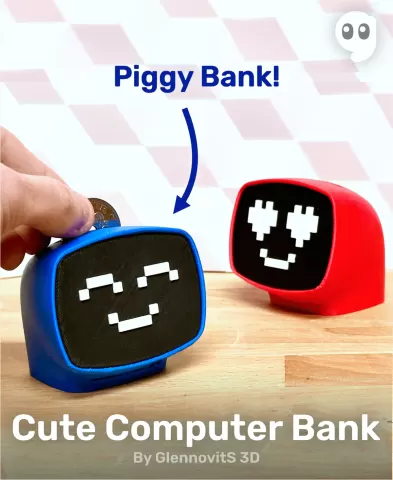 Cute Computer Bank (desk companion - kawaii piggy bank)
