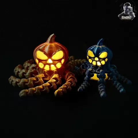 Pumptopus - Jack O'Lantern - Articulated - Print in Place - No Supports - Pumpkin