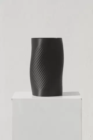 Organic cylindrical vase with a square texture