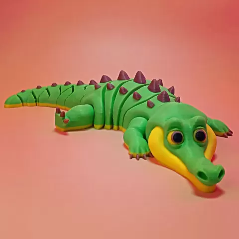 🐊 Articulated Cartoon Crocodile Print-in-Place Flexi STL for 3D Printing by Alex