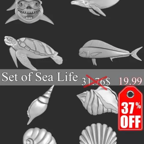 STL models for 3D printing and CNC Set of Sea Life 8 stl file