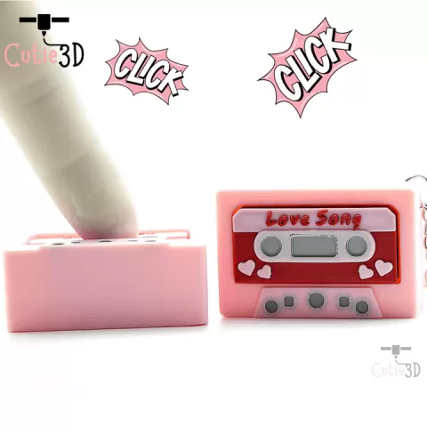 💖 Cutie3D Valentine Love Song Tape Keycap Fidget Clicker Keychain - Cute Backpack Keychain by Cutie3D
