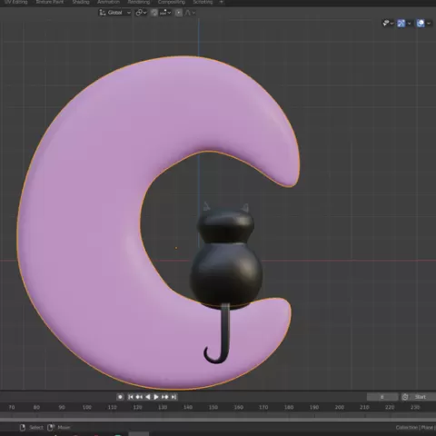 Cute cat moon
