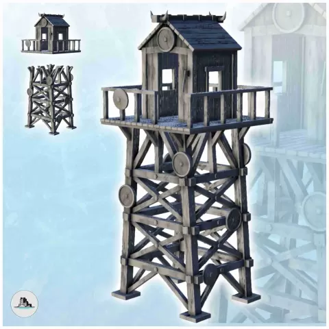 Wooden watchtower with guardhouse (11) - scenery saga miniat - Hartolia Miniatures