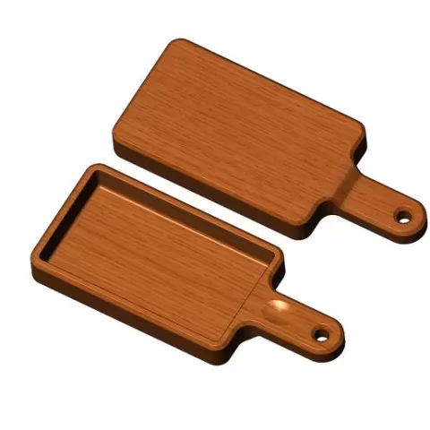 Rectangular serving bowl with handle 3D print model
