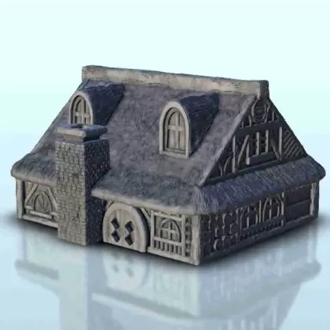 中世纪茅草屋 3 - 战锤微缩模型地形 - Hartolia Miniatures