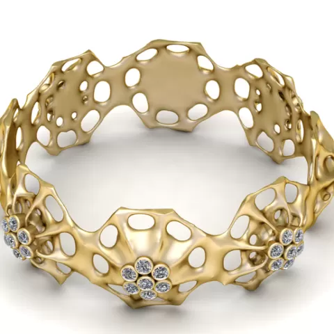 Organic Voronoi Diamond Cluster Bangle