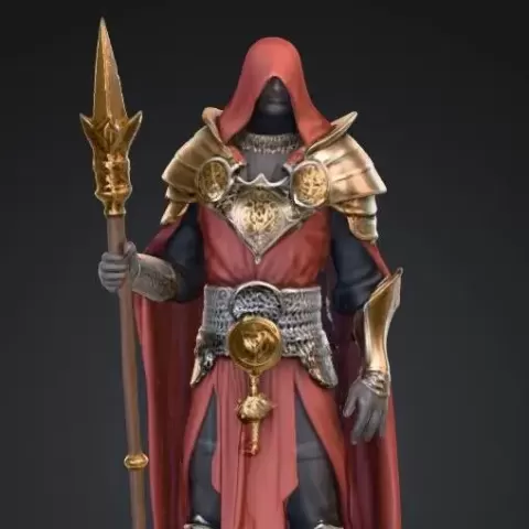 Cleric Miniature STL, 28mm Hooded Cleric,Staff Wielding, RPG - R4G3RUNN3R