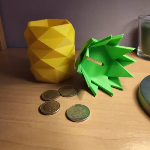 Low poly pineapple coin bank / box