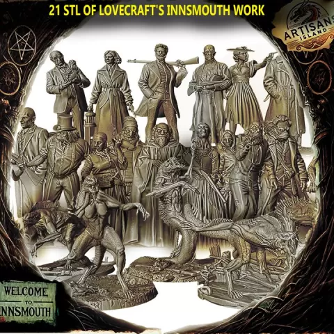 The Shadows of Innsmouth – 3D Printable Miniatures Inspired (Set Complete) by Luis Moreno Santana