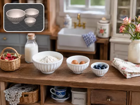 Dollhouse miniature model: tableware bowl #4