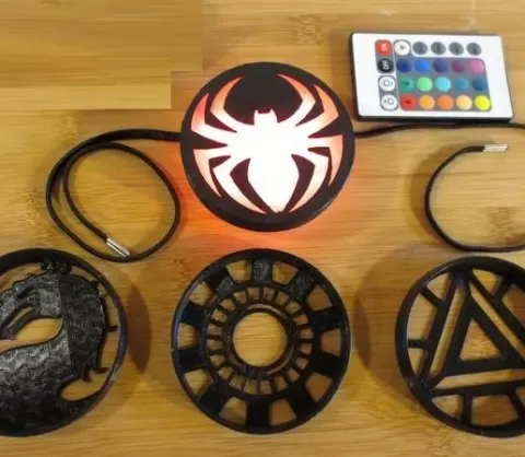 LED Medallion, Wearable as Belt Buckle, Necklace, Strap-on Chest, Bracelet, Multicolor Batman, Spiderman, Marvel, Arc Reactor Cosplay Costume Prop, Comiccon, Halloween