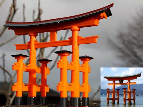 Japanese Shinto Shrine Gate (Torii) No Supports 3D Puzzle