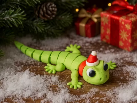 Flexi Christmas Lizard – Cute Poseable Holiday Toy