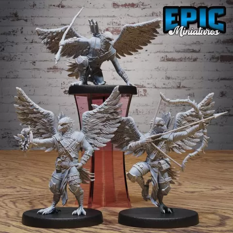 Falkon Folk Set / Bird Warrior Creature / Winged Animal Monster / Birdfolk Beast / Heavenly Eaglefolk / Flying Falcon Encounter by Epic-Miniatures