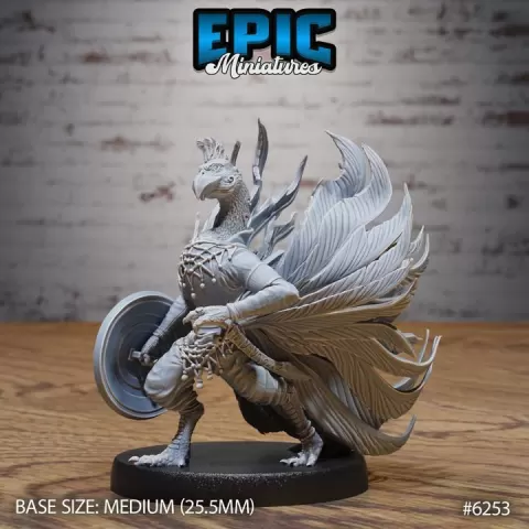 Peacock Folk Paladin / Peafowl Fighter / Jungle Bird Warrior / Colored Plumage Creature / Tropical Animal Monster / Pheasant Beast / Heavenly Encounter by Epic-Miniatures