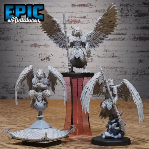 Eagle Folk Fighter Set / Bird Warrior Creature / Winged Animal Monster / Birdfolk Beast / Heavenly Eaglefolk / Flying Falcon Encounter by Epic-Miniatures