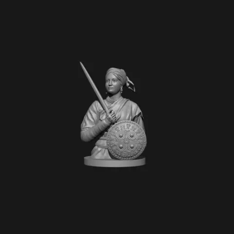 Rani Lakshmibai Bust STL | Jhansi Rani 3D Printable Model | Pre-Supported | FDM & Resin Ready | Patriotic Desk Decor