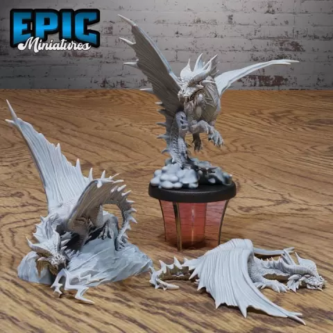 Gold Dragon Wyrmling Set / Drake Creature / Flying Dragonborn / Swamp Beast / Marshland Monster / Winged Forest Wetland Encounter by Epic-Miniatures