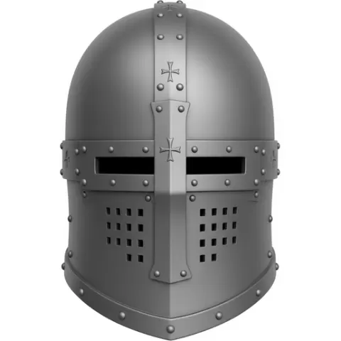 Medieval Knight Helmet STL File Crusader Helmet 3D Print Armor Cosplay Wearable Mask Knight Armor STL