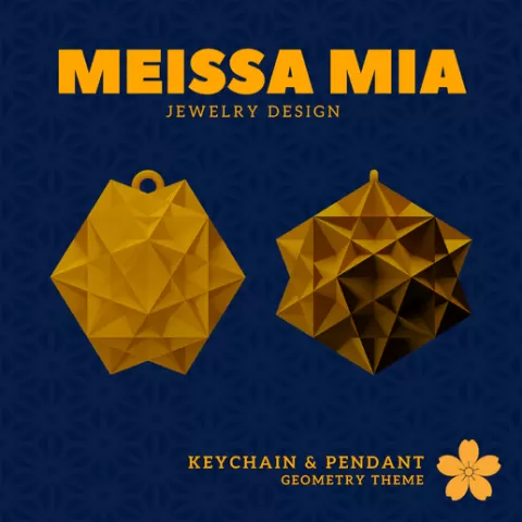 24. Compound of Five Cubes Keychain – 01. Associahedron Pendant and Keychain - 3D Print File for Geometric Keychain & Pendant - Girl's Fashion Accessories