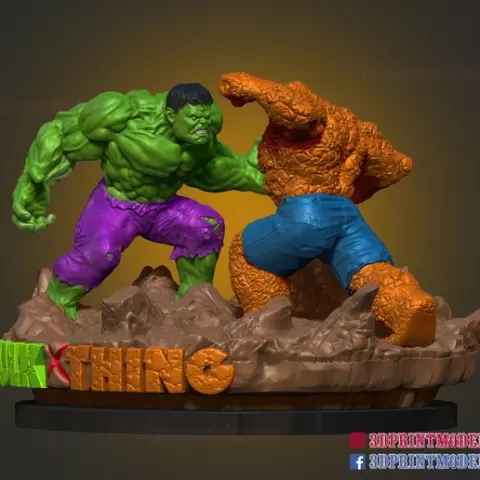 Hulk VS Thing Marvel Comic Diorama Statue 3D Printable