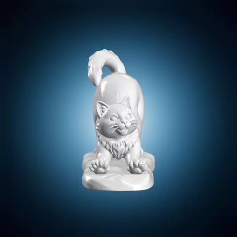 Playful Stretching Cat 3D Print Model