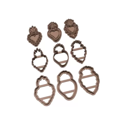Sacred Heart Earrings Cutter 4cm STL | Clay Jewelry Tools | Corazones Detente 4cm