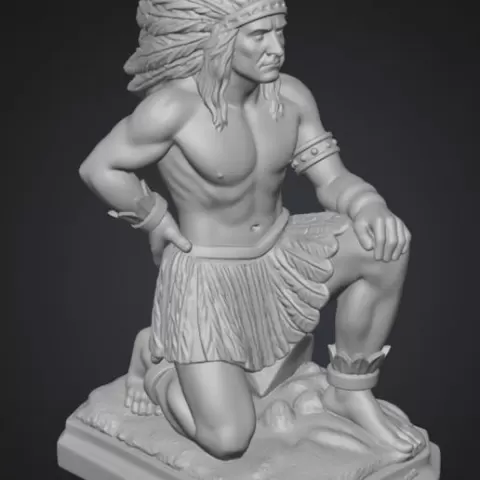 Caboclo Humaitá – Escultura espiritual tribal (STL para impresión 3D)