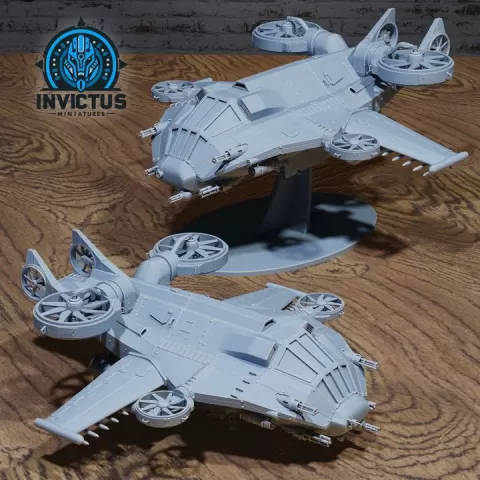 Assault Gunship / Star Battle Vehicle / Space Ship / Cosmic Skyship / Air Battleship / Flying War Machine / Galaxy Jet Fighter / Sci-Fi Encounter by Epic-Miniatures