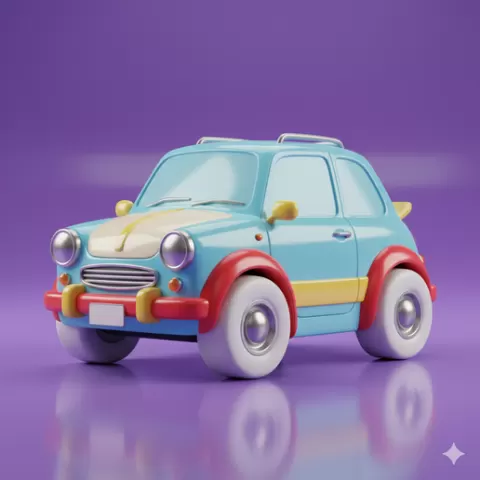 stylized car STL Cool Printable classic car STL automobile 3D Model STL File cute car figurine STL Ready for 3D Print Makers